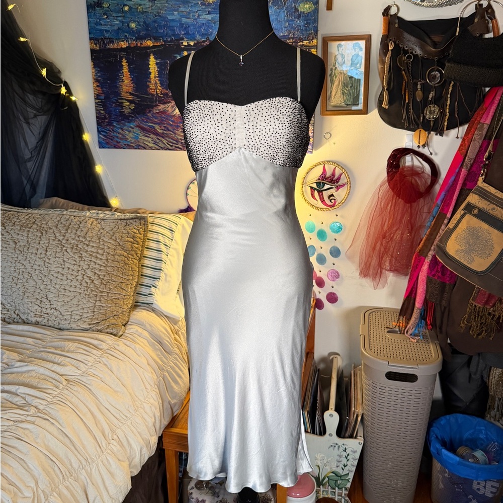 NWT Vintage Frederick's of Hollywood Silver Metallic Dress Size 4